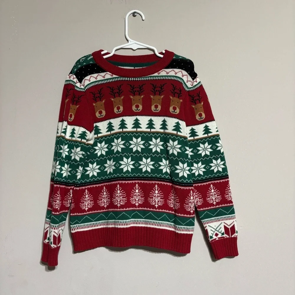 Boys Gymboree 5T Christmas Sweater W/reindeer,‎ Trees, Snowflakes
